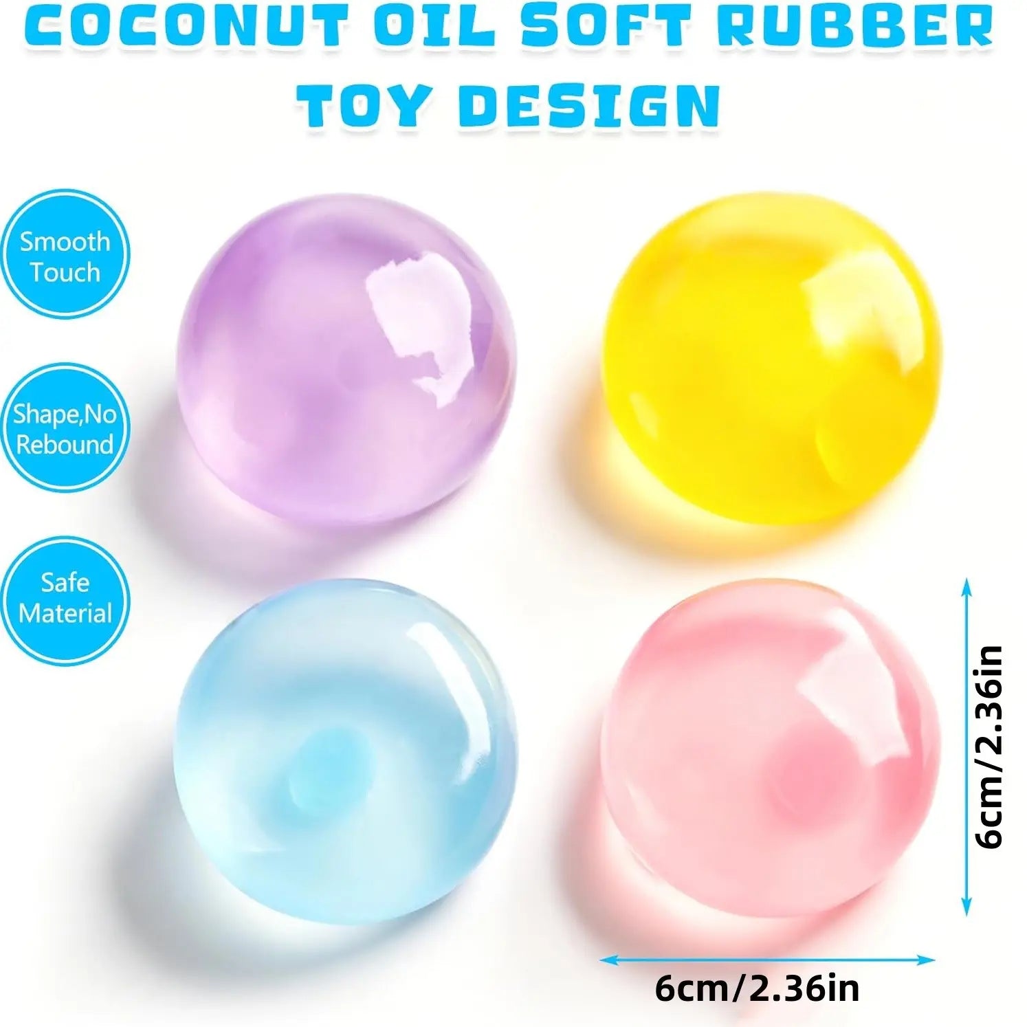 Handmade Coconut Oil Stress Ball - Moldable Slow Rebound Fidget Toy for Anxiety Relief and Sensory Stimulation, 1 Count