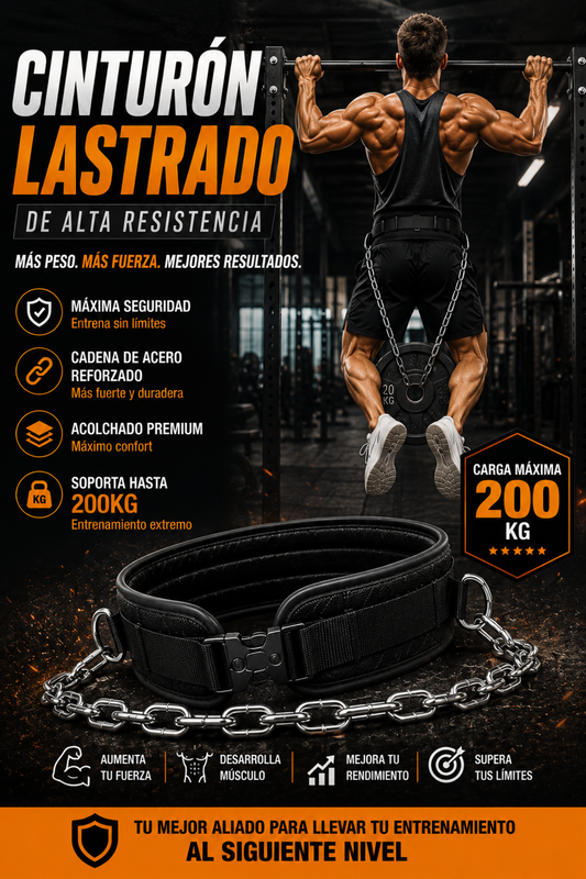 Cinturón Lastrado de Alta Resistencia para Ganar Fuerza y Músculo | Soporta Hasta 200 kg, Máxima Comodidad y Seguridad